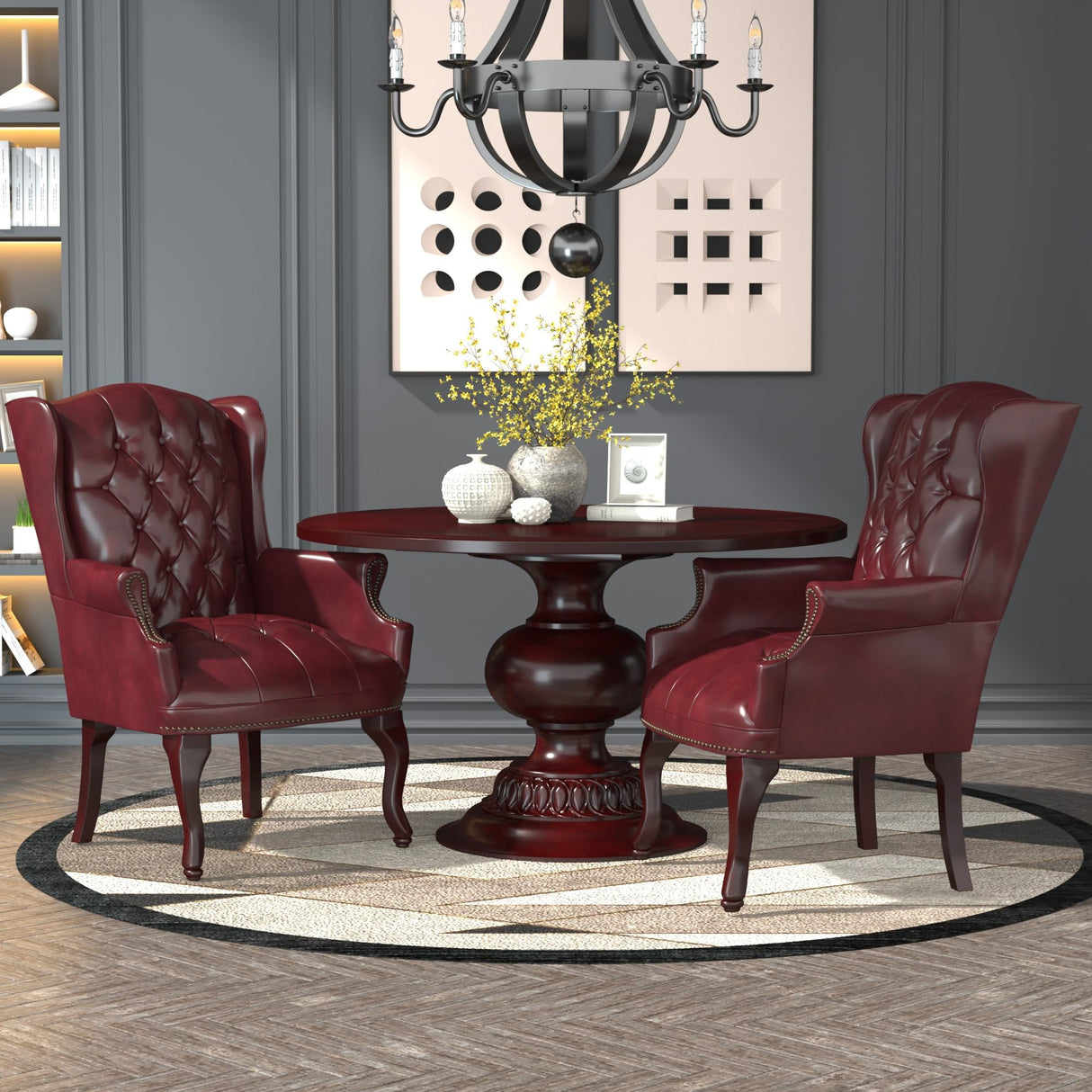 Boss Office Products Wingback Traditional Guest Chair in Burgundy Boss Office Products