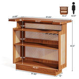 Tribesigns Home Bar Unit, 4-Tier Liquor Bar Table, Mini Bar with Wine Racks and Glass Holder, Farmhouse Bar Cabinet for Home Kitchen Pub, Caramel Brown Tribesigns