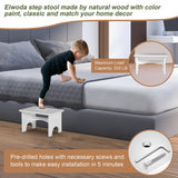 Wooden Step Stool for Adults, 9" Portable Wood Step Stool for Kids, Heavy Duty Bedside One Step Stool with 550 Lbs Load Capacity, Non-Slip White Foot Step Stool for Kitchen Bathroom Bedroom Eiwoda