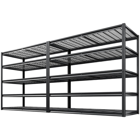 REIBII 55.2'' W x 78.2'' H x 26'' D, 5-Tier Metal Garage Shelving Units, 3000LBS Capacity, Adjustable Heavy Duty Shelves, 2 Pack REIBII