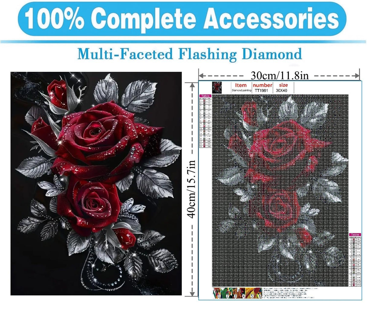 MOMDEDP Rose Diamond Painting Kits for Adults,Rose Flower Diamond Art Kits for Beginners,Roses Gem Art Kits for Adults for Home Wall Decor 16x12inch Floral MOMDEDP