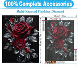 MOMDEDP Rose Diamond Painting Kits for Adults,Rose Flower Diamond Art Kits for Beginners,Roses Gem Art Kits for Adults for Home Wall Decor 16x12inch Floral MOMDEDP
