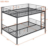 Merax Full Over Full Metal Bunk Bed with Ladder and high Guardrail, Able to Split, Storage Space, No Box Spring Needed, Noise Free, Black Merax
