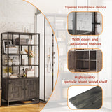 IRONCK Bookshelves and Bookcases, 71inch 6 Tiers Tall Bookcase with Storage Cabinet, 35.4in Wide Book Shelf with Doors and Adjustable Shelves, Industrial Bookshelf for Home Office, Living Room IRONCK