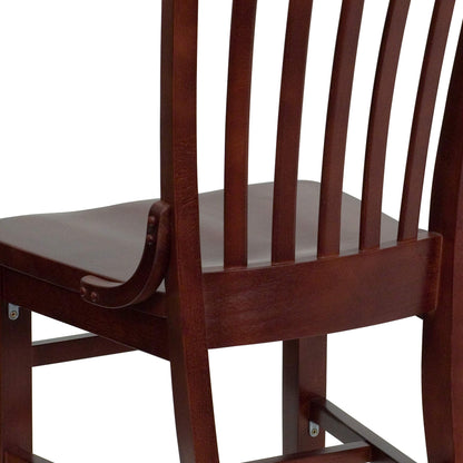 EMMA + OLIVER School House Back Mahogany Wood Chair - WoodArtSupply