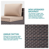 Halmuz 7 Piece Patio Furniture Set Outdoor Conversation Sofa Set, High Back Wide PE Rattan Wicker Sectional Furniture Patio Sofa w/Tempered Glass Top Table&Thickened Cushions(Sand) Halmuz