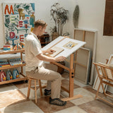 MEEDEN White Adjustable Drafting Table: 35.5" x 23.5" Art Drawing Desk with Height Adjustment - Solid Beech Wood Craft Painting Table - Large Tilting Table for Adults Artists Writing Working MEEDEN