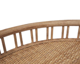 FINECASA Rattan Side Table with Wicker Tray Top 20x23'', Boho Hand-Woven End Table, Small Round End Table with Hairpin Legs, Coffee Table Set for Living Room, Bedroom (Handcraft) FINECASA