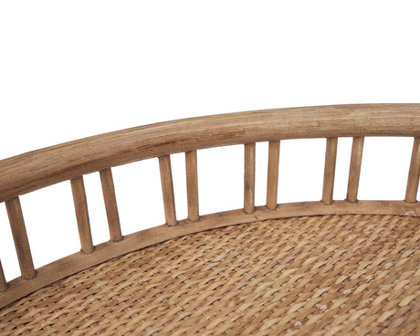 FINECASA Rattan Side Table with Wicker Tray Top 20x23'', Boho Hand-Woven End Table, Small Round End Table with Hairpin Legs, Coffee Table Set for Living Room, Bedroom (Handcraft) FINECASA