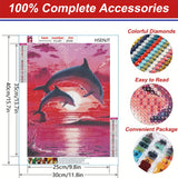 Dolphins Diamond Art Painting Kits for Adults,Beach Diamond Painting Kits for Beginners 5D Full Round Drill Diamond Dots,Paint with Round Diamonds for Home Wall Decor (30x40cm/11.8X15.7inch) HSENJT
