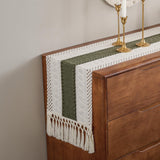 duduta Sage Green Macrame Table Runner 72 inch Long, Rustic Farmhouse Dresser Covers Boho Summer Coffee Table Decor duduta