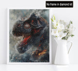 Diymood DIY 5D Diamond Painting Kits for Adults Dinosaur - Paint with Diamond Art Kits for Adults Volcano Full Drill Round Canvas Mosaic Beginner Home Wall Decor Gift 12x16 inch z13 Diymood