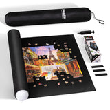 Becko US 2000-Pc Jigsaw Puzzle Mat Roll Up with Black Pump & Drawstring Storage Bag, Black Felt Mat for Easy Transport & Storage, Portable Puzzle Saver for 2000 1500 1000 500 Pieces Jigsaw Puzzles Becko US