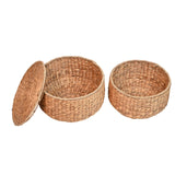 happimess SAT1000A Bhola 18" Hourglass Handwoven Hyacinth Storage Accent Table with Lid for Storage and Decoration in Bedroom, Living Room, Kitchen, Dining Room, Entryway, Guestroom, Natural happimess