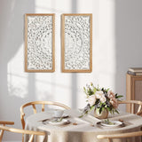 AHUONEL 2 Panel Wall Art Decor Wall Sculpture, Carved Wood Wall Decor Wall Hanging Decor, Rustic Farmhouse Wall Decor for Living Room Bedroom Entryway Hall Office Home Decor, 23"x11.5" AHUONEL
