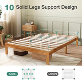 Novilla 12 Inch Wooden Queen Bed Frame, Classic Solid Wood Platform Bed Frame Queen Size, Sturdy Wood Slat Support, No Box Spring Needed, Easy Assembly Novilla