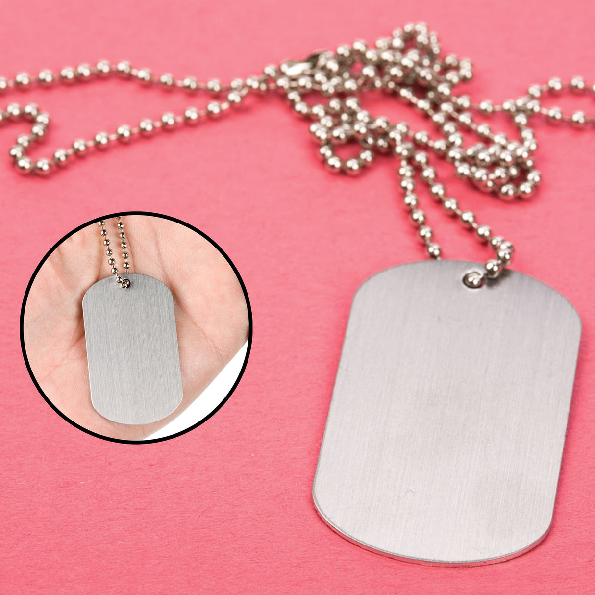 INKNOTE 30 PCS 2"x1" Stamping Blank Dog Metal Tags Stamping Aluminum Tag Pendants Shield Shape with 30 PCS Chain Necklaces, Hip Hop Style Pet Dog Name Number Tags Personalized Pendant DIY Craft Tags INKNOTE