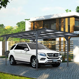 Real Relax Metal Carport 10 x 16ft with Heavy Duty Metal Frame & Pitched-Roof Polycarbonate Panel Canopy, Sturdy Canopy Shelter for Car, Truck, Pickup, SUV, Tractor, and Boat, Grey Real Relax