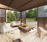 EROMMY 10' x 14' Sunroom, Wall Mounted Gazebo with Galvanized Steel Roof & Aluminum Frame, 3-Sided Sliding Doors, Lean to Gazebo with 6mm Thickened UV-Resistant PC Screen for Patio, Garden, Backyard EROMMY