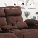 Home Theater Seating Loveseat Recliner Sofa, Power Reclining Couch with Massage & Heat, USB Charging Port, 2 Lumbar Support Pillows, Center Console, Cup Holder, Side Pocket, for RVs, Movie Room P.H.Furn
