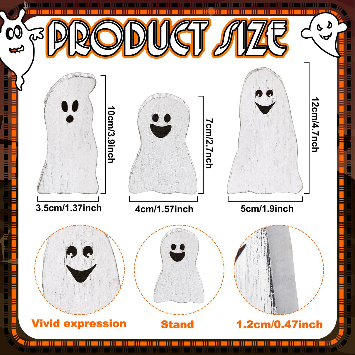 Suzile 3 Pcs Halloween Decor Wooden Ghost Sign Ghost Theme Table Centerpieces Cute Ghost Tiered Tray Decorations Rustic Farmhouse Ghost Sign for Halloween Fall Party Home Shelf Photo Prop Display Suzile