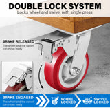 Castrek 6 Inch Heavy Duty Casters Set of 4, Lockable Plate Caster Wheels with Brakes Scratch Resistant & 360 Degree Rotatable, 6000 lbs Load Capacity - Ideal for Any Floor (2 x Swivel & 2 x Brakes) Castrek