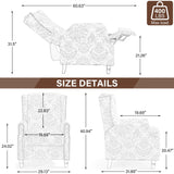 UIXE Pushback Recliner Chair, Fabric Upholstered Armchair Push Back Accent Chair for Living Room, Rivet Trim Home Theater Single Sofa Bedroom Reading Seat with Footrest - Beige Plants UIXE