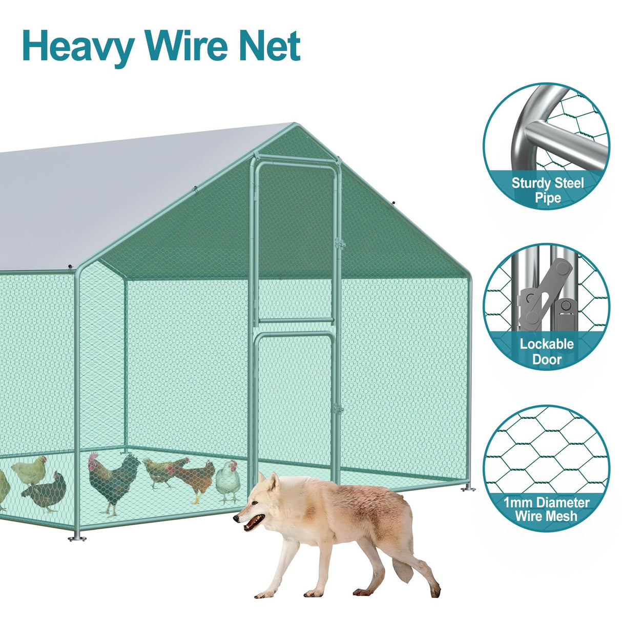 Airynee Large Chicken Coop, Chicken Coops for 10 Chickens, Chicken Runs for Yard with Water Poof & UV Resistance Cover, Chicken Coop Run with Double Lockable Doors for Outdoor Backyard Farm Use Airynee