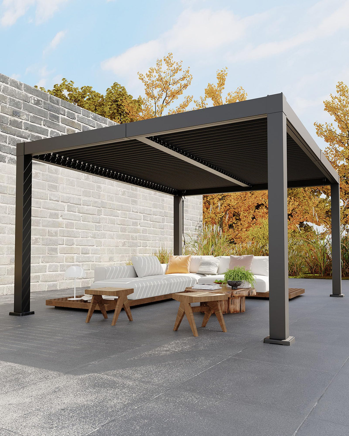 Garveelife All-Aluminum Louvered Pergola 12' x 16', Outdoor Pergola with Adjustable Louvered Roof, Reinforced Aluminum Frame, Integrated Drainage System, Hardtop Gazebo for Patio, Deck, Gray GarveeLife