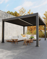 Garveelife All-Aluminum Louvered Pergola 12' x 16', Outdoor Pergola with Adjustable Louvered Roof, Reinforced Aluminum Frame, Integrated Drainage System, Hardtop Gazebo for Patio, Deck, Gray GarveeLife