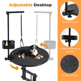JFHID Professional Electric Lift Dog Grooming Table, Portable Height Adjustable Pet Grooming Station with Foldable Arm, Tool Organizer and Wired Remote, for Small Dog at Home, Black JFHID