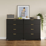ProsperHaven Fluted Dresser with 4 Drawers for Bedroom, 36.6" Tall Dresser with Charging Station, Wooden Chest of Drawers for Bedroom, Living Room, Entryway, Black ProsperHaven