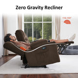 MCombo 57.8" Zero Gravity Power Loveseat Recliner with Heat and Vibration Massage, Reclining Loveseat Sofa with USB Ports, Cup Holders for Living Room, Fabric 6035SET (Brown) MCombo