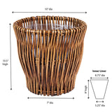Household Essentials Small Reed Willow Waste Basket, Handwoven Basket with Removable Liner, Attractive Alternative to Plastic or Metal Cans, Brown Household Essentials