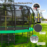 Lyromix 16FT Outdoor Trampolines for Kids and Adults, Pumpkin Trampolin with Curved Poles, Recreational Trampolin with Basketball Hoop and Safety Enclosure Net for Kids and Adults Lyromix