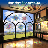 BSRESIN Diamond Art Stained Glass Window Clings with Diamond DIY Pen, 3 Pcs Mandala Window Stickers for Suncatchers, Diamond Art Kits for Adults, Diamond Art Accessories BSRESIN