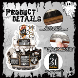 MiniInflat 21 Pcs Halloween Tiered Tray Decor Set Happy Halloween Wooden Signs Rustic Table Centerpieces Farmhouse Tiered Tray Decor for Halloween Home Table Kitchen, Tray Not Included(Ghost) MiniInflat