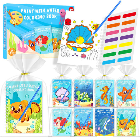 24 Water Coloring Books Under the Sea Party Favors, Beach Ocean Mini Coloring Books Bulk for Kids Birthday Classroom Goodie Bags Stuffers, Summer Toys Activity Books End of Year Student Gifts Prizes iRugosa hapfyer