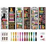 ACRNIGHEET 6PCS Cross Stitch Bookmark Kits Bookshelves Words Pattern Counted Cross Stitch Kits for Beginners Adults DIY Stamped Embroidery Bookmarks with Instructions Hand Embroidery Craft Gift ACRNIGHEET