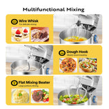 VIVOHOME 7.5 Quart Stand Mixer, 660W 6-Speed Tilt-Head Kitchen Electric Food Mixer with Beater, Dough Hook, Wire Whip, and Egg Separator, Silver VIVOHOME