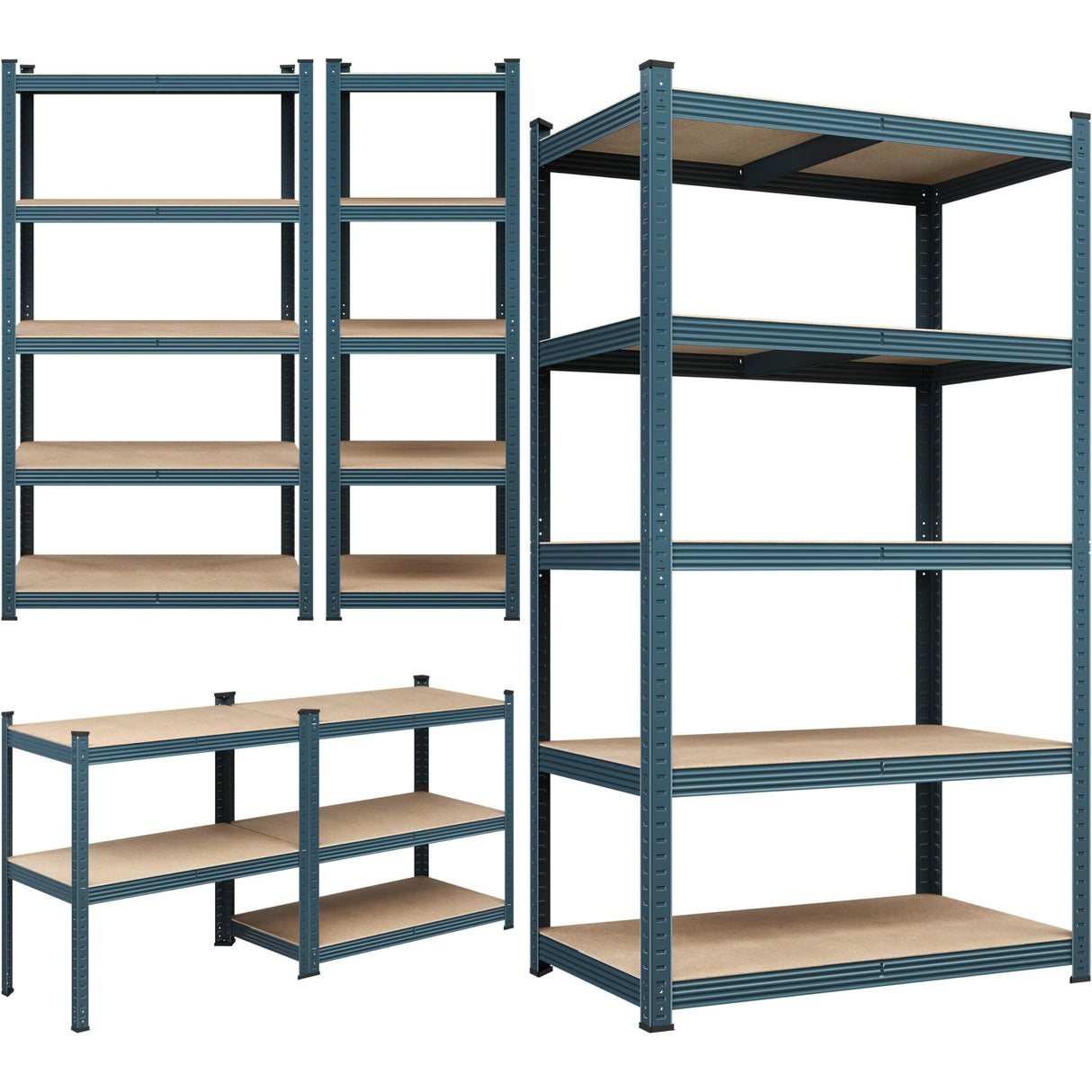 Yaheetech Storage Shelves 5 Tier Garage Shelving Adjustable Utility Rack Industrial Shelves for Warehouse Pantry, 35.5" L × 16″W × 71″H - Neptune Blue Yaheetech