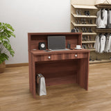 UGOS Mono Walnut Modern Reception Desk w/Transaction Counter | Laminate Desktop | Multifunctional Standing Front Desk for Home, Office, Salon, Spas, and Lobby (40 inch (100 cm)) UGOS