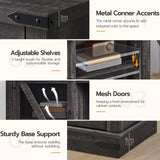 HOOBRO Farmhouse TV Stand, TV Stand for 75 Inch TV, Media Entertainment Center with LED Lights and Power Outlets, TV Console Table for Living Room, TV Stand with Storage, Dark Rustic Oak FP71UDDS01 HOOBRO