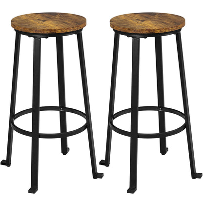 Yaheetech 29.5 inch Bar Stools Set of 2 Bar Height Stools Industrial Tall Bar Chair Round Backless Counter Stools with Metal Legs for Dining Room/Living Room/Kitchen Counter Rustic Brown - WoodArtSupply