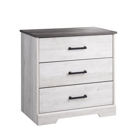 Prepac Rustic Ridge Farmhouse 3-Drawer Nightstand, Washed White, ADNR-1603-1 Prepac