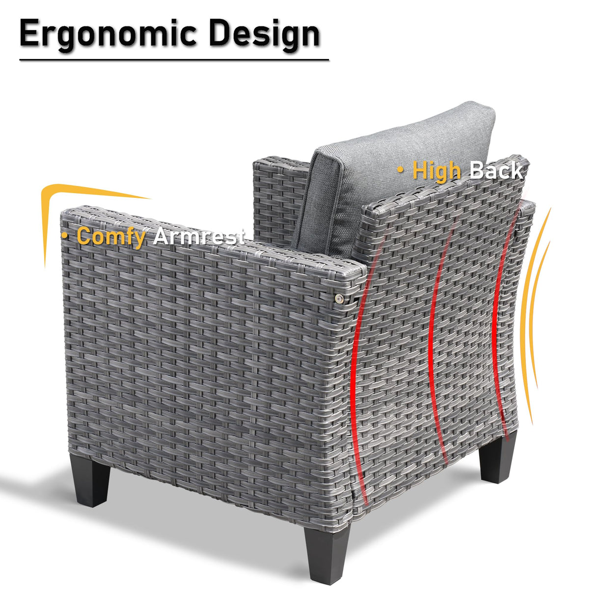 HOOOWOOO Wicker Patio Conversation Sets,8 Piece Outdoor Furniture Set with Swivel Rocking Chairs,All Weather Resistant Modern Outside Out Door Rattan Couch Chairs Side Table Set,Charcoal Gray HOOOWOOO