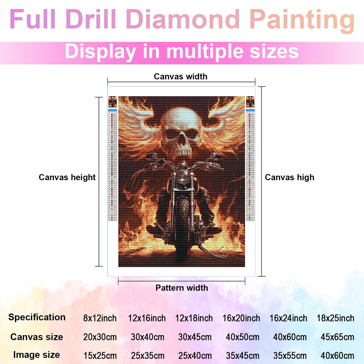 Handsome Skull Motorcycles Diamond Art Painting Kits for Adult,Transportation Vehicles 5D Diamond Art for Adults,Round Drill Painting by Diamonds Art and Crafts for Home Wall Decor Gift 12x16 Inch CEQOLI