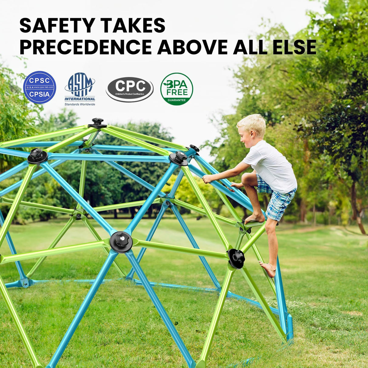 Easyego Climbing Dome, 10FT Jungle Gym with Swing for Kids 3 to 10 Outdoor Play Equipment, Supports 800lbs Toddler Play Set, Anti-Rust & Easy Assembly, Gift for Boys Girls Easyego