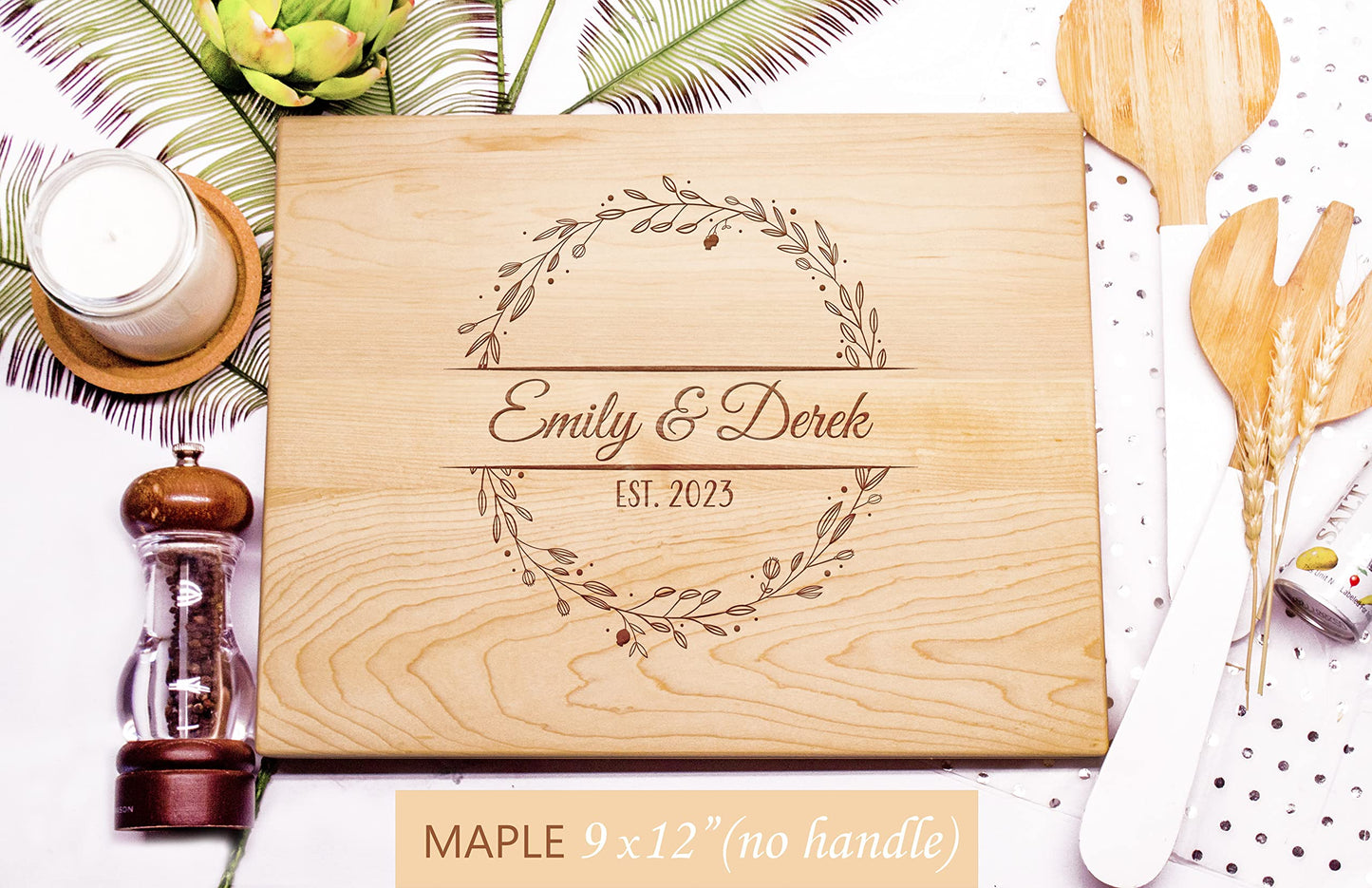 Personalized Wooden Cutting Board Handmade in USA – Best Serves as Charcuterie board, Cheese board, Chopping board, Serving tray – Unique Wood Gift - WoodArtSupply