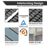 PrimeZone 27 PCS Plastic Interlocking Patio Deck Tiles - 12" x 12" Waterproof Indoor Outdoor Flooring, Patio Floor Decking for Balcony, Backyard, Garden & Poolside, All Weather Use, Dark Grey PrimeZone